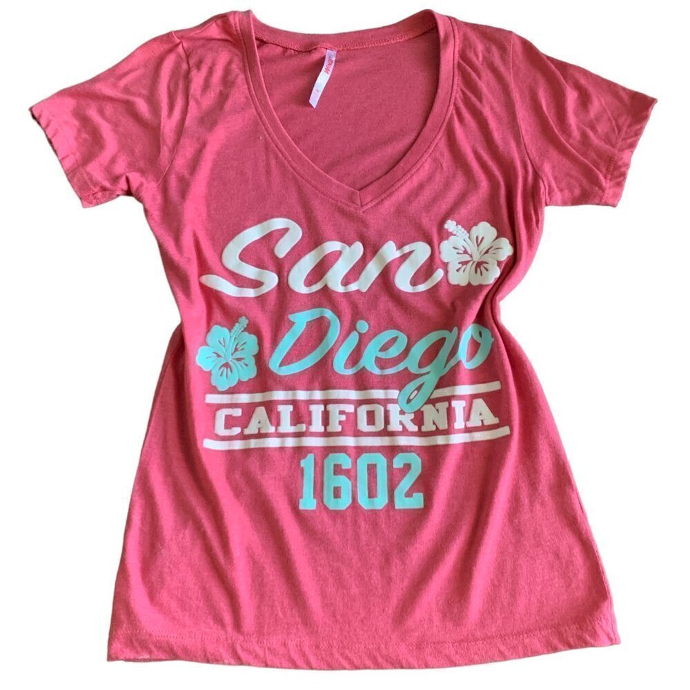 Womens‎ Pink Graphic Tee "San Diego California 1602" Sz M #108G